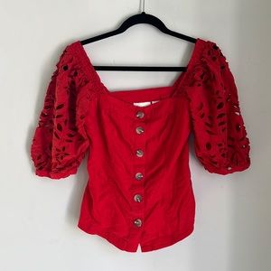 Maeve Red Button-Down Top